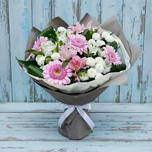 Букет цветов из:  Герберы, Альстромерии и Хризантемы в Родниках Краснодарского края