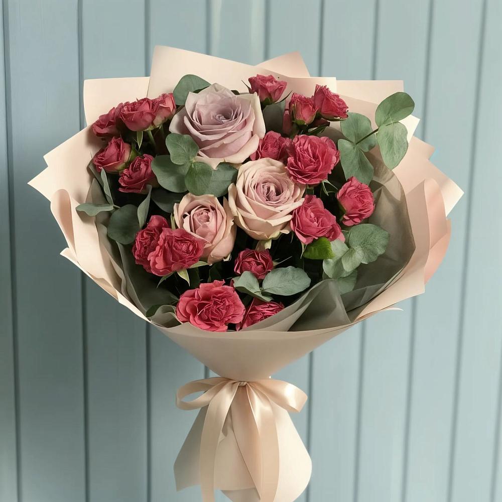 Букет цветов из: Гвоздики и Розы в Родниках Краснодарского края