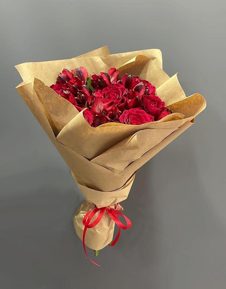 Букет цветов из: Альстромерии и Розы в Родниках Краснодарского края