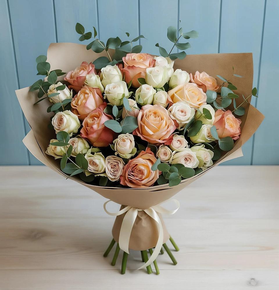 Букет цветов из: Альстромерии и Розы в Родниках Краснодарского края