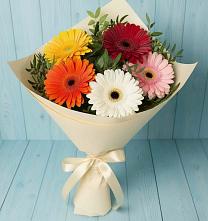 Букет цветов из:  Герберы в Родниках Краснодарского края