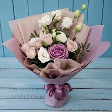 Букет цветов из:  Розы и Лизиантусы в Родниках Краснодарского края