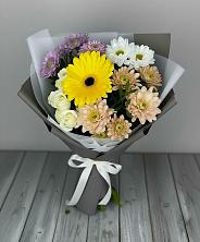 Букет цветов из:  Розы, Герберы и Хризантемы в Родниках Краснодарского края