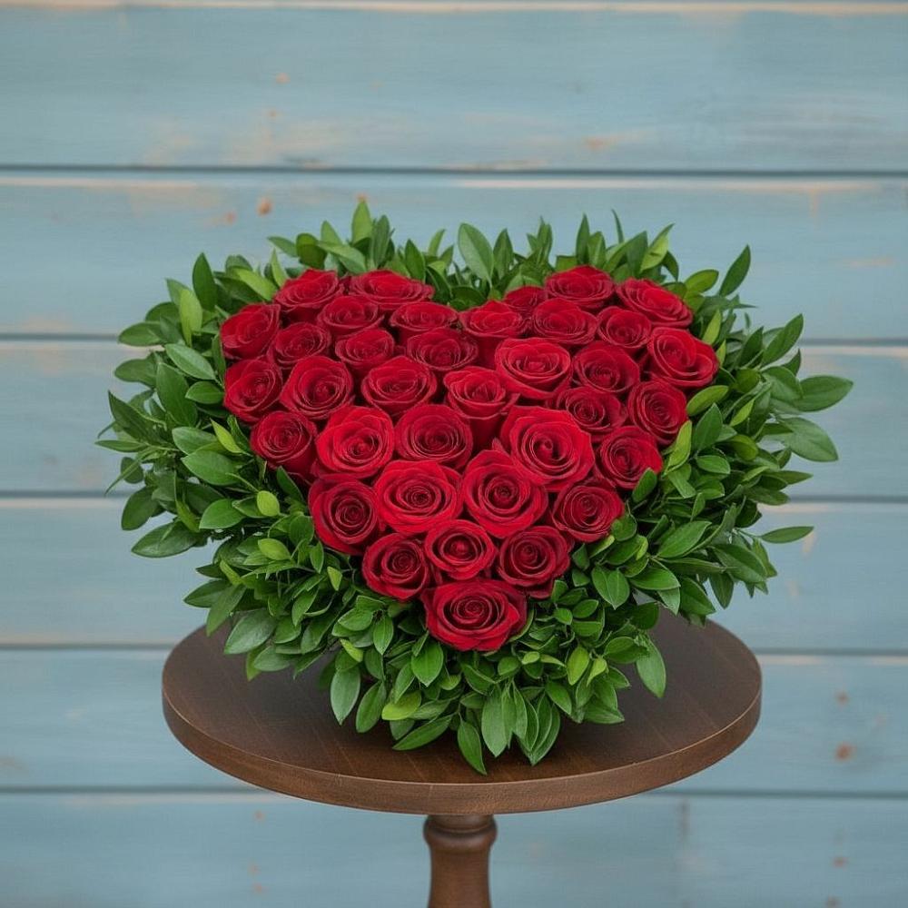 Цветочная композиция из Розы в виде сердца в Родниках Краснодарского края