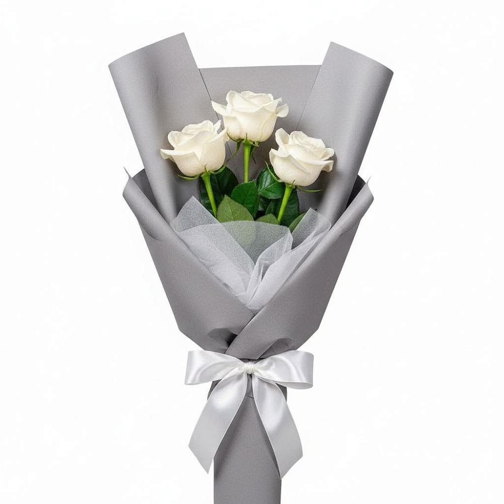 Букет 3 белые розы в Родниках Краснодарского края