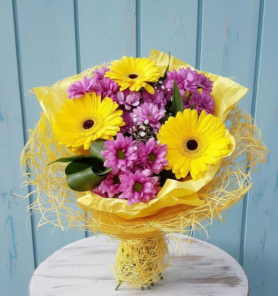 Букет цветов из: Хризантемы и Герберы в Родниках Краснодарского края