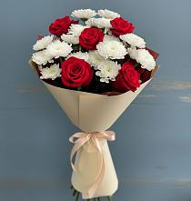 Букет цветов из:  Розы и Хризантемы в Родниках Краснодарского края