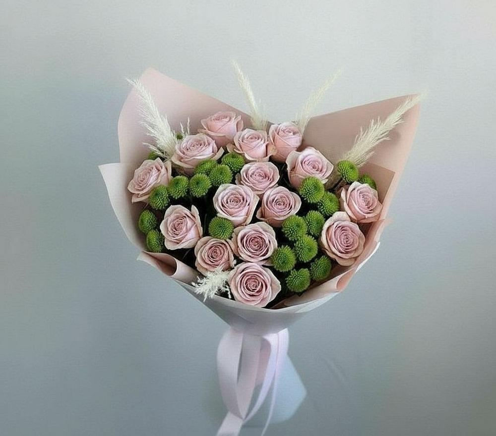 Букет цветов из: Розы и Хризантемы в Родниках Краснодарского края