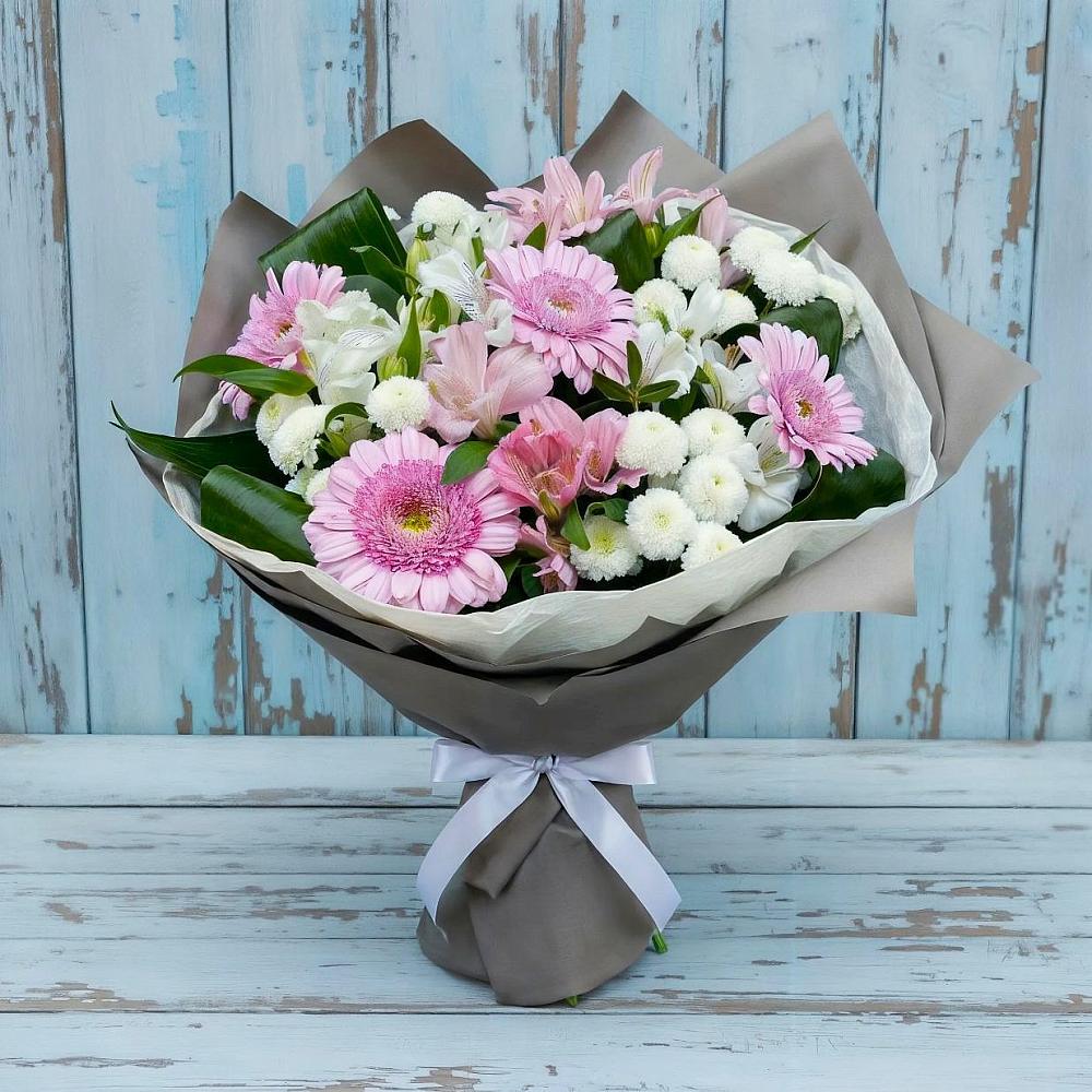 Букет цветов из: Герберы, Альстромерии и Хризантемы в Родниках Краснодарского края