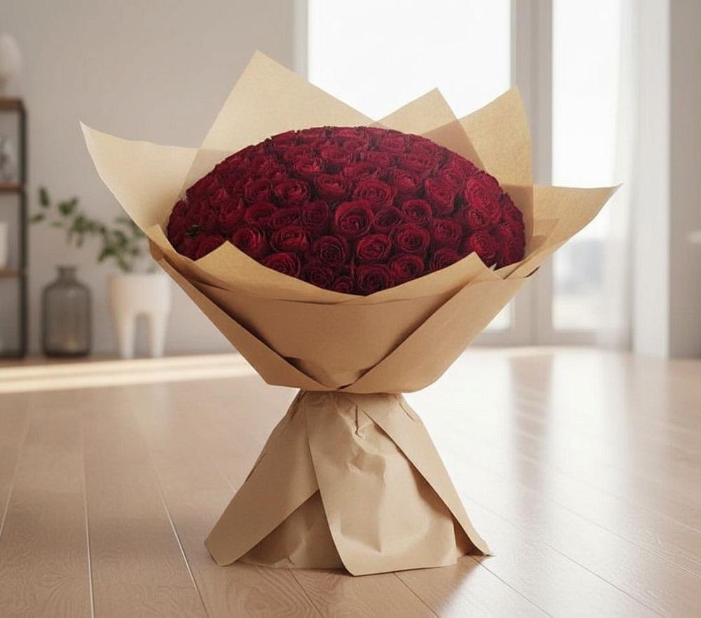 Букет 101 Красная роза в Родниках Краснодарского края