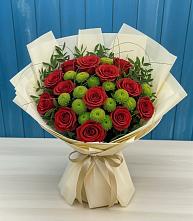 Букет цветов из:  Розы и Хризантемы в Родниках Краснодарского края