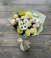 Букет цветов из:  Альстромерии, Розы и Хризантемы в Родниках Краснодарского края