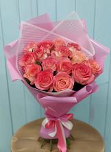 Букет 15 Розовых роз Равель в Родниках Краснодарского края