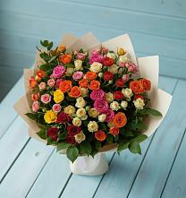 Букет Микс из разноцветных кустовых роз в Родниках Краснодарского края